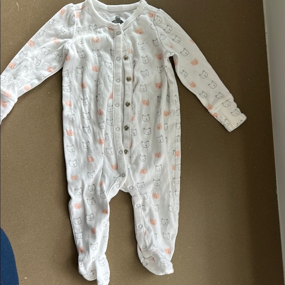 Gap Cozy White and pink baby One Piece pajama